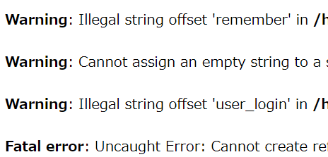 Illegal string offset 'use
